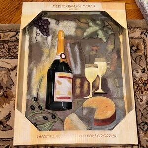 Mediterranean Mood Wall Plaque with Wine and Cheese